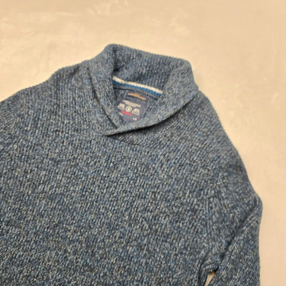 American‎ Eagle Shawl Collar Sweater Mens Large Blue Speckled Athletic Fit